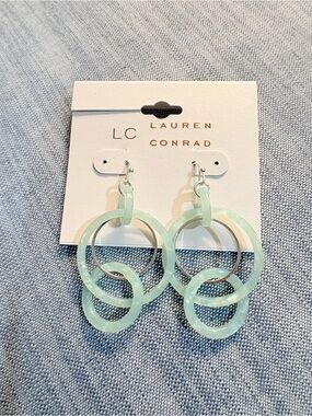 LC Lauren Conrad Mint Green Hoop Drop Earrings
